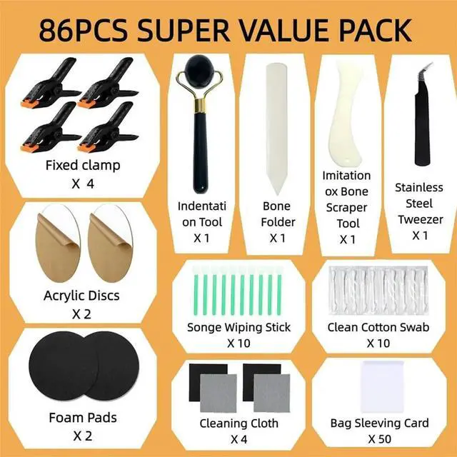 Alt view image 2 of 3 - 86Pcs Tools Trading Card Care Accessory Kit, Sports Card Care Repair Flattening Kit, for Card Care or Cleaning and Paper