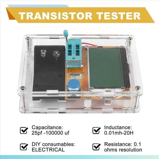 Alt view image 3 of 3 - ESR Meter Mega328 Transistor Tester Digital V2.68 LCR-T4 Capacitance MOS/PNP/NPN LCR 12864 LCD Screen Tester with Box