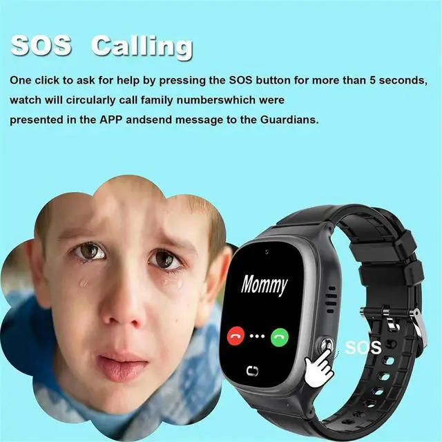 Alt view image 3 of 3 - Waterproof Kids Watch Tracker, Student Watch with SOS Alarm Call Camera, Kids Watch with Call Function Black