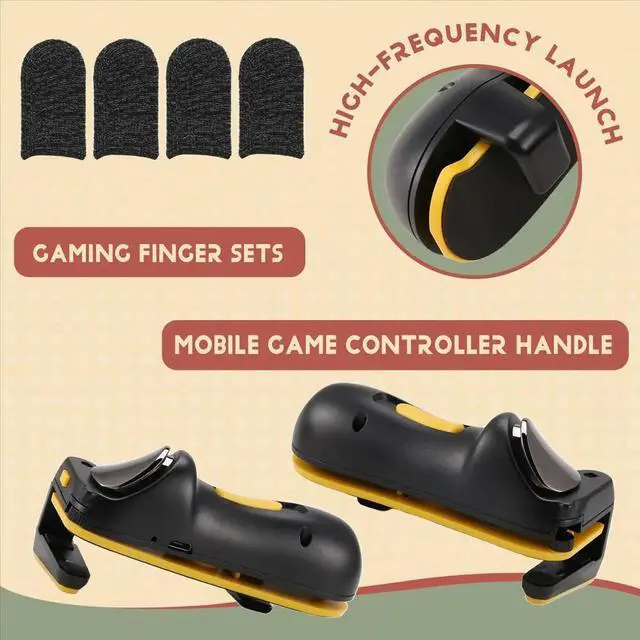 Alt view image 3 of 3 - Mobile Game Controller for Ipad PUBG Trigger Controller L1R1 with 2 Pairs of Gaming Finger Covers
