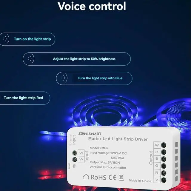 Main image of Matter LED Strip Light Controller CW Controller LED Strip Bixb/Siri/for Google Home/for Alexa Control Support
