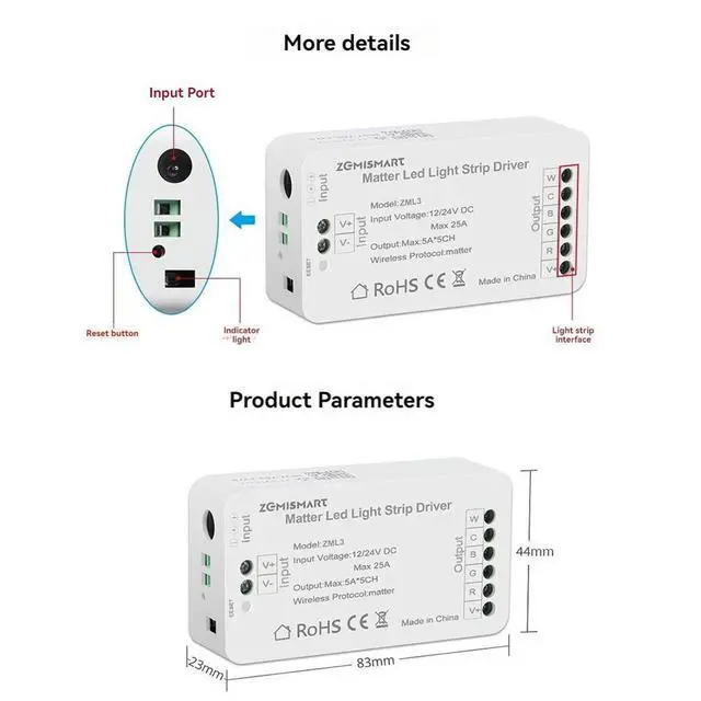 Alt view image 3 of 3 - Matter LED Strip Light Controller CW Controller LED Strip Bixb/Siri/for Google Home/for Alexa Control Support