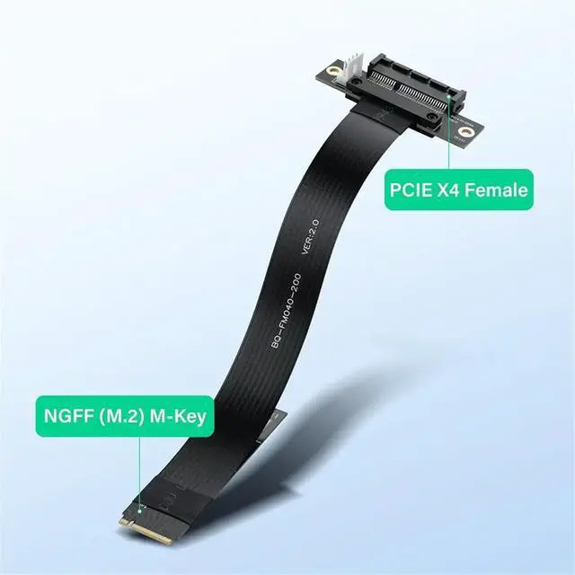Alt view image 2 of 3 - M.2 M-Key PCI-E4.0 2280 NGFF to PCIe X4 Extension Cable M2 to PCI-E 4X Female Riser Cable for M2 2230 (M.2 180 Degree)