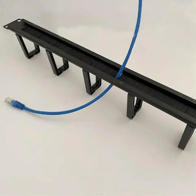 Main image of 1U 19 Inch Rack Cabinets Cable Management Network Organizer Network Brush Panel Five Ring Detachable Wire Manager Frame