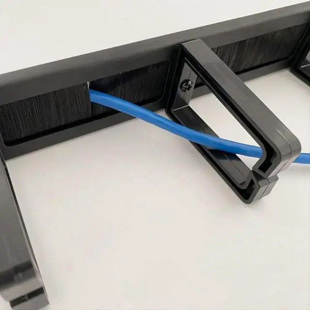Alt view image 2 of 3 - 1U 19 Inch Rack Cabinets Cable Management Network Organizer Network Brush Panel Five Ring Detachable Wire Manager Frame