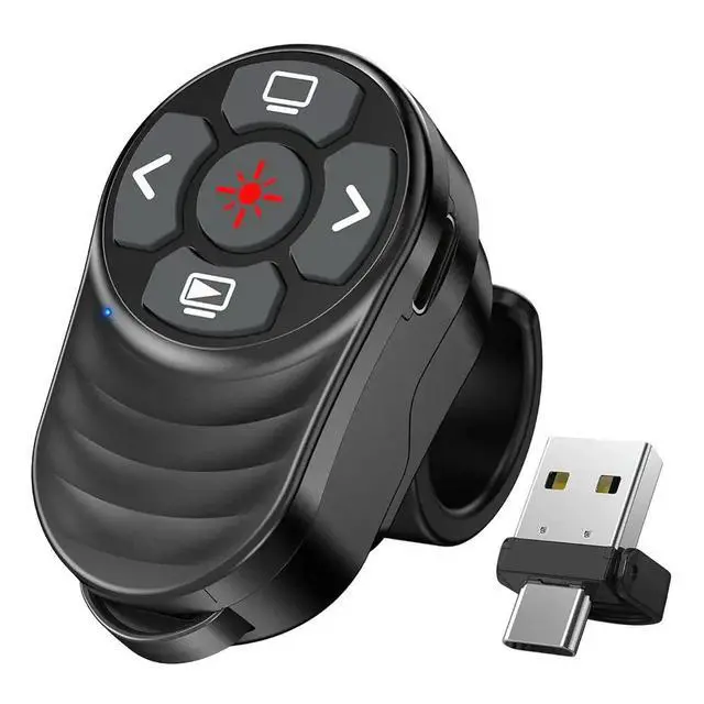 Alt view image 3 of 3 - Presenter Clicker with Red Laser 2.4G Bluetooth Dual Mode Finger Ring Clicker for PowerPoint,Mac