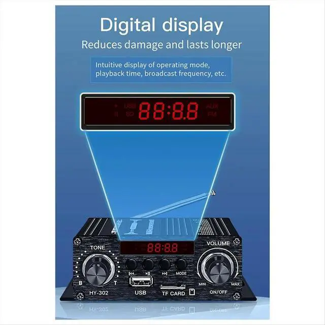 Alt view image 2 of 3 - Digital Bluetooth Amplifier 12V Home Car 2 Channel HIFI Sound Speaker FM Receiver Audio Amplificador Clase-AB AMP
