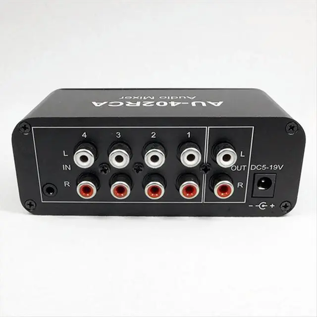 Alt view image 3 of 3 - AU-402RCA Stereo Audio Mixer Multi-Channel Audio Source Reverberator Volume Control 3.5mm Headphone Driver 4 Input