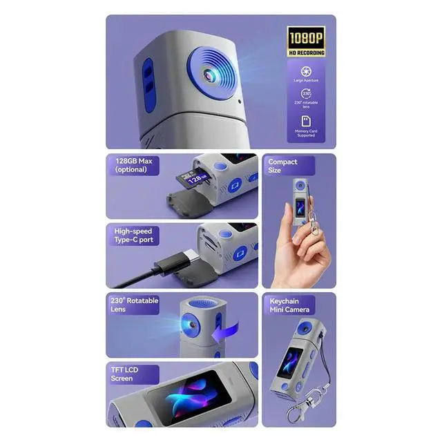 Alt view image 2 of 3 - G10 Mini Thumb Camera with A Rotating Lens for Outdoor Sports 1080p HD Digital Students Taking Video and Photos A