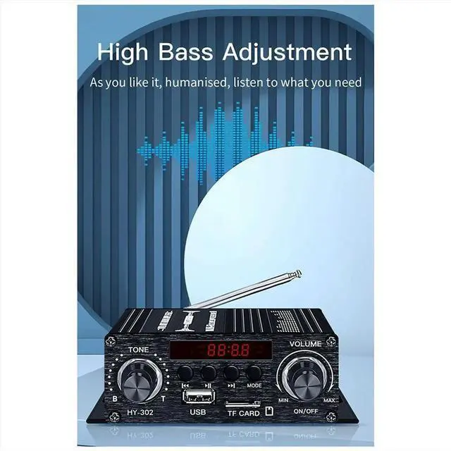 Alt view image 3 of 3 - Digital Bluetooth Amplifier 12V Home Car 2 Channel HIFI Sound Speaker FM Receiver Audio Amplificador Clase-AB AMP