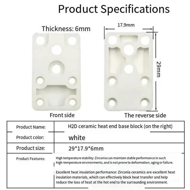 Alt view image 2 of 3 - For A1/A1 Mini/H2D Right-End Upgrade Ceramic Zirconia Heating Block Base Hot End Heating Kit Printer Parts