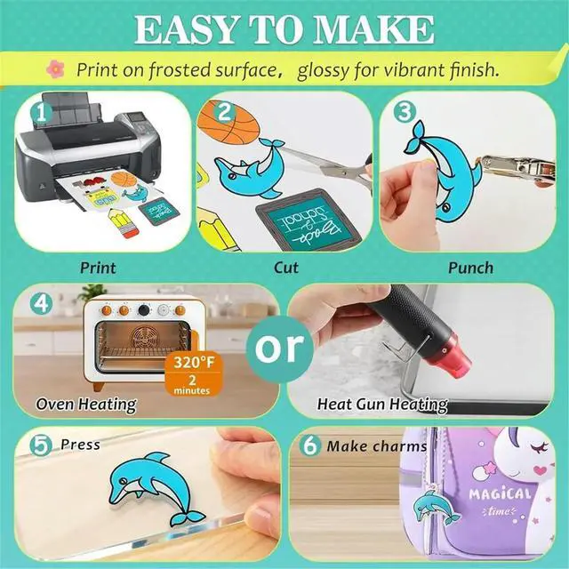 Alt view image 2 of 3 - 170 Pcs Printable Shrink Dink Sheets Kit,A4 Semitransparent Plastic Shrink Dink Printer Papers, Kids DIY Keychain Making
