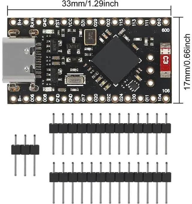 Alt view image 2 of 3 - Pro Micro NRF52840 Development Board, Bluetooth, Type-C, for IDE - 5pcs