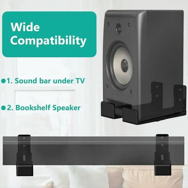 Alt view image 2 of 3 - 2PCS Universal Soundbar Wall Mount Depth Adjustable Speaker Wall Mount Under TV Bracket for Soundbars
