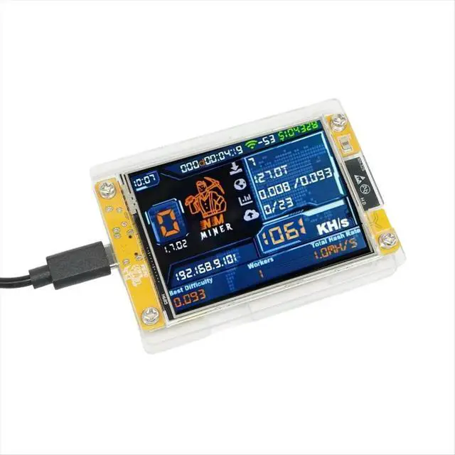 Alt view image 3 of 3 - 1060KH/S NMMiner NerdMiner Upgraded Harshrate 2.8 Inch Display Bitcoin Crypto Solo Lottery Miner NerdMiner