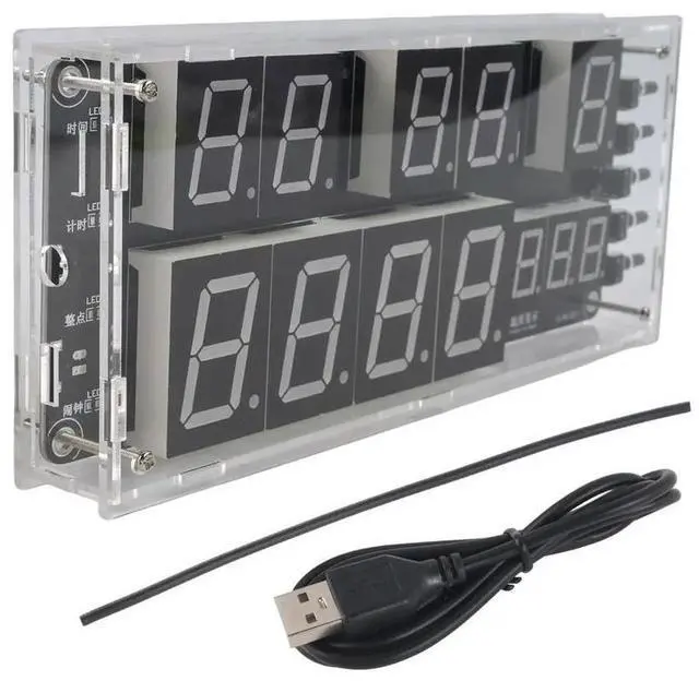 Alt view image 2 of 3 - Large Screen Voice Clock Kit Calendar Digital Clock Electronic DIY Welding Training Loose Parts Assembly
