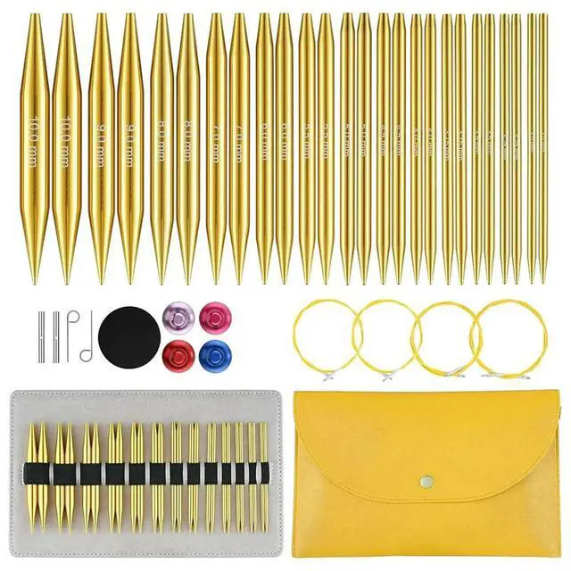Alt view image 3 of 3 - Interchangeable Circular Knitting Needles Set, 13 Pairs (3mm-10mm) US 2.5-15 with 16, 24, 32, 40 Inch Cables,Accessories