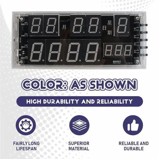 Alt view image 3 of 3 - Large Screen Voice Clock Kit Calendar Digital Clock Electronic DIY Welding Training Loose Parts Assembly
