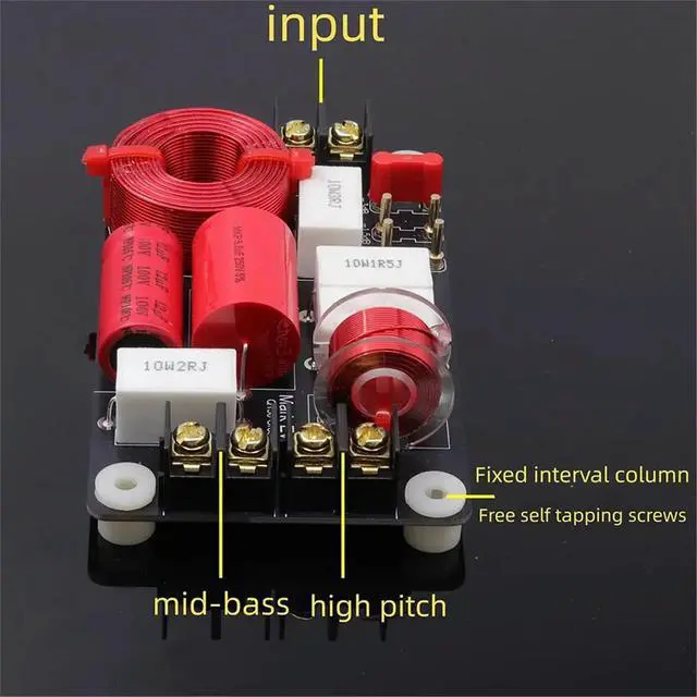 Alt view image 2 of 3 - 150W 2-Way Crossover for Hi-Fi Bookshelf Speaker Dual Air Core Inductor 2500Hz HiFi Crossover