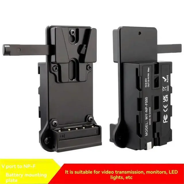 Alt view image 2 of 3 - V-Mount Buckle to NP-F550/F970 Dummy for Monitor LED Video Transmission V-Shaped Power Supply Mounting Plate