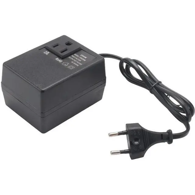 Alt view image 2 of 3 - 200W Voltage Converter Transformer EU to US - Step-Down Transformer 220V to 110V Single Phase Travel Adapter EU Plug