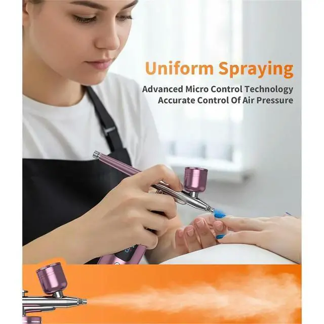 Alt view image 2 of 3 - Airbrush Kit, Cordless Airbrush for Nails,with Air Compressor for Models/Shoes/Cakes/Hair, for Painting Pink
