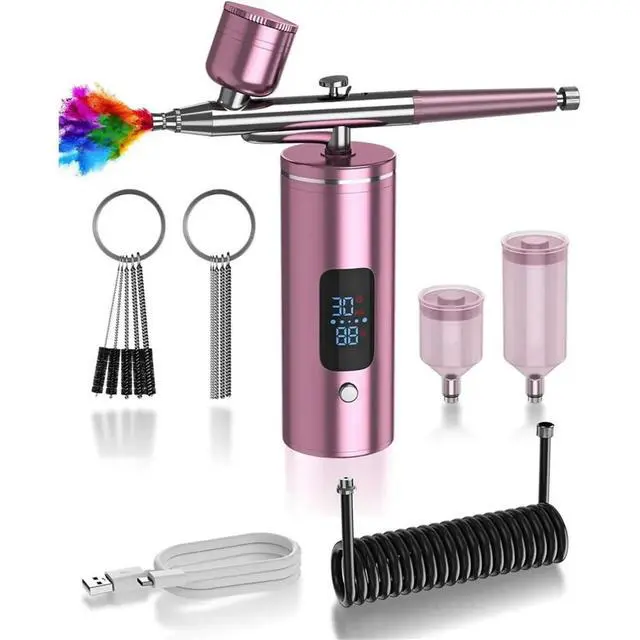 Alt view image 3 of 3 - Airbrush Kit, Cordless Airbrush for Nails,with Air Compressor for Models/Shoes/Cakes/Hair, for Painting Pink