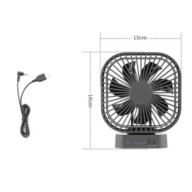 Alt view image 3 of 3 - 90° Folding Fan 5000MAh USB Timing Cooling Fan Air Circulators Magnet Absorption Silent 3-Speed Strong Wind