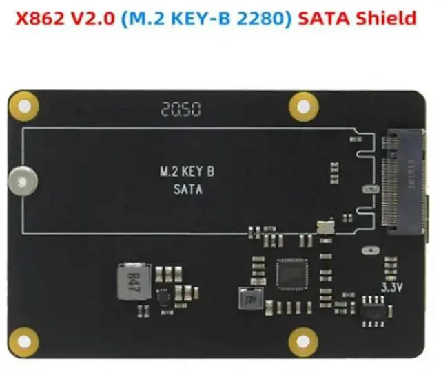 Main image of X862 V2.0 M.2 NGFF 2280 SATA SSD Expansion Board / Shield for Raspberry Pi 4 Model B