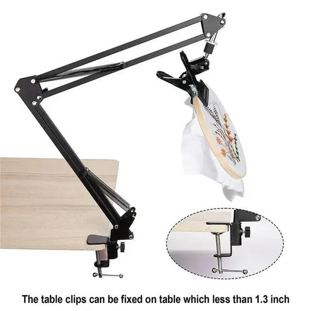 Alt view image 2 of 3 - Adjustable l Embroidery Hoop Stand, Folding Embroidery Hoop Holder and 16 Pieces Embroidery Needles