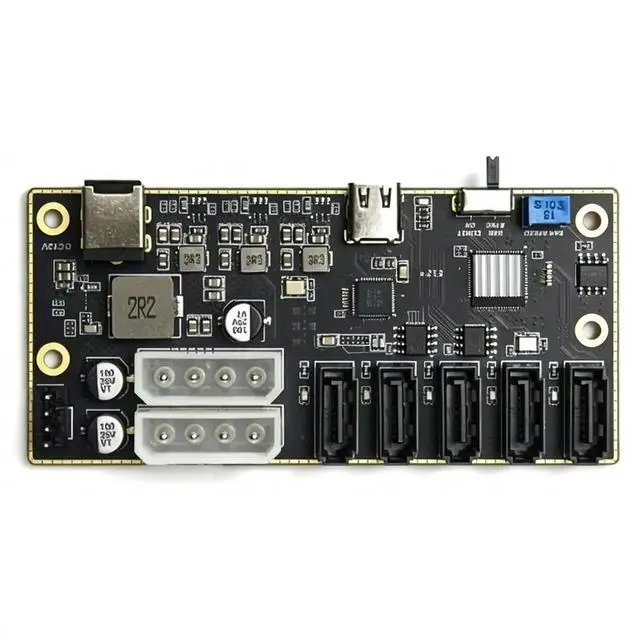 Alt view image 3 of 3 - Type-C to 5 SATA Hard Disk External HDD SSD Expansion Card Hard Disk Data Card DC Power Supply Module