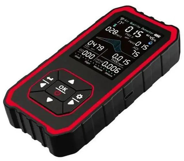 Main image of Indoor Air Detector Rea for AQI, CO2, PM2.5, PM1.0 TVOC, HCHO, Particles, Temperature & Humidity Black