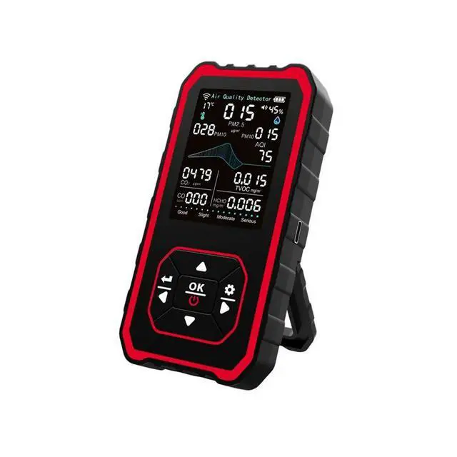 Alt view image 3 of 3 - Indoor Air Detector Rea for AQI, CO2, PM2.5, PM1.0 TVOC, HCHO, Particles, Temperature & Humidity Black