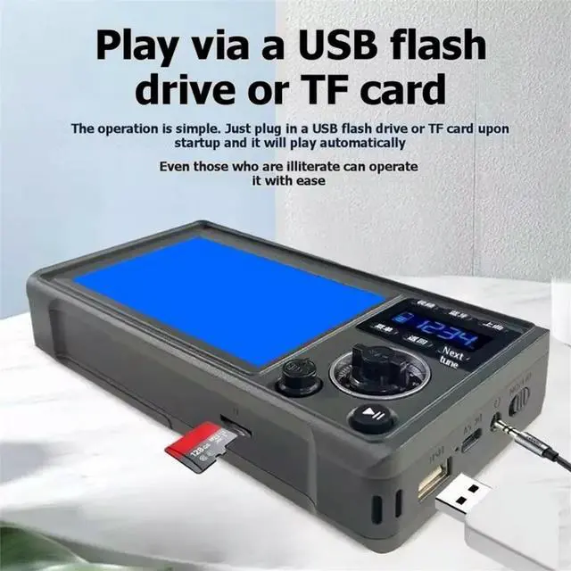 Main image of Video Machine 4.3 Inch Bluetooth Speaker SW MW FM Radio TF Card U Disk MP3 MP4 Player AUX Clock for Seniors