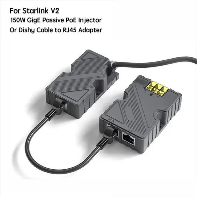 Alt view image 2 of 3 - For Starlink Dishy Cable Adapter to RJ45 and 150W GigE Passive PoE Injector for Starlink V2 to PoE Injector