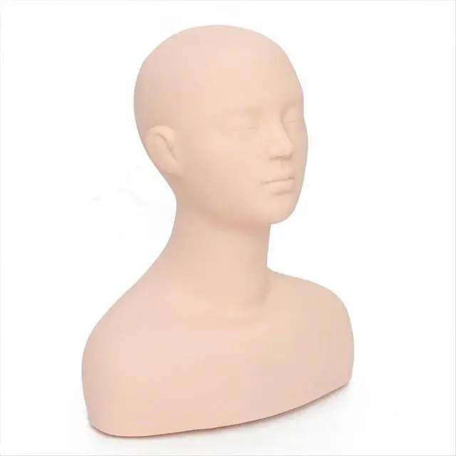 Alt view image 2 of 3 - Big Half Body Soft Silicone Cosmetology Mannequin Heads for Makeup Grafting Eyebrow Design Massage Practice Face Model
