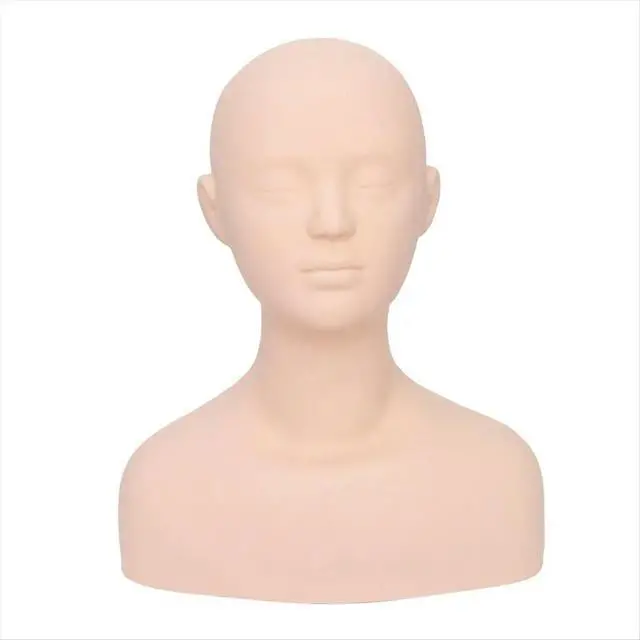Alt view image 3 of 3 - Big Half Body Soft Silicone Cosmetology Mannequin Heads for Makeup Grafting Eyebrow Design Massage Practice Face Model