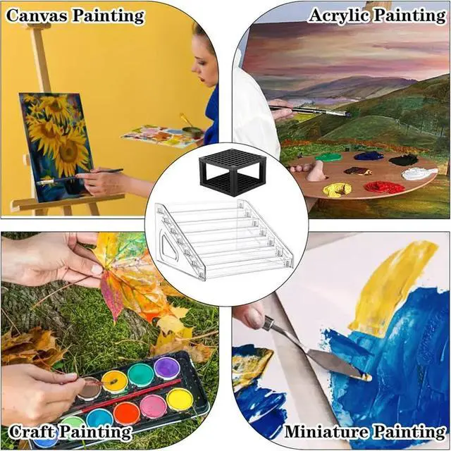 Alt view image 2 of 3 - THANKYOU 4 Pcs Acrylic Paint Organizer Rack with 2 Pcs Brush Holder, 7 Layer Acrylic Paint Tube Organizer, for Versatile