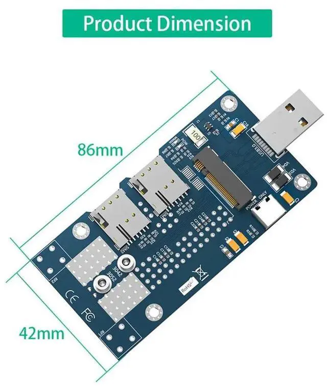 Main image of M.2 to USB 3.0 Adapter+EM7455 4G Module with Dual NANO SIM Card Slot Support 3G/4G/5G/LTE Module M2 NGFF Key B Card