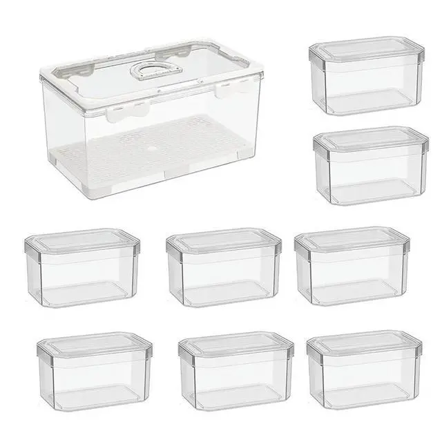 Alt view image 3 of 3 - HAPPYDAY~ Picnic Basket with Lid and Handle, Clear Divided Serving Tray for Biscuit, Fruits, for Travel, Picnic, Beach