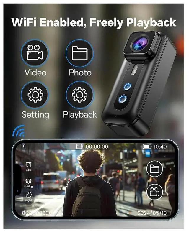 Alt view image 3 of 3 - 1080P Body Camera,Video Recording Dash Camera, Small and Compact, Bike Recorder Cam, Bicycle Cycling Camera