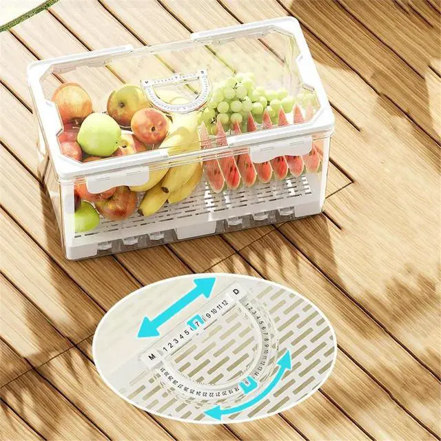 Alt view image 2 of 3 - HAPPYDAY~ Picnic Basket with Lid and Handle, Clear Divided Serving Tray for Biscuit, Fruits, for Travel, Picnic, Beach