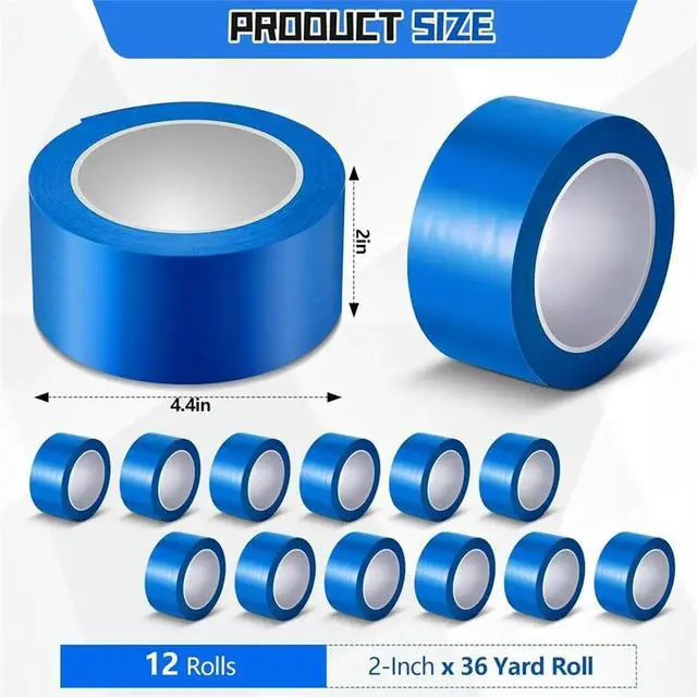 Main image of THANKYOU 12 Rolls Screen Printing Blocking Tape, 2" X 36yds Graphic Production Blue Tape Solvent and Water for Screen Printing