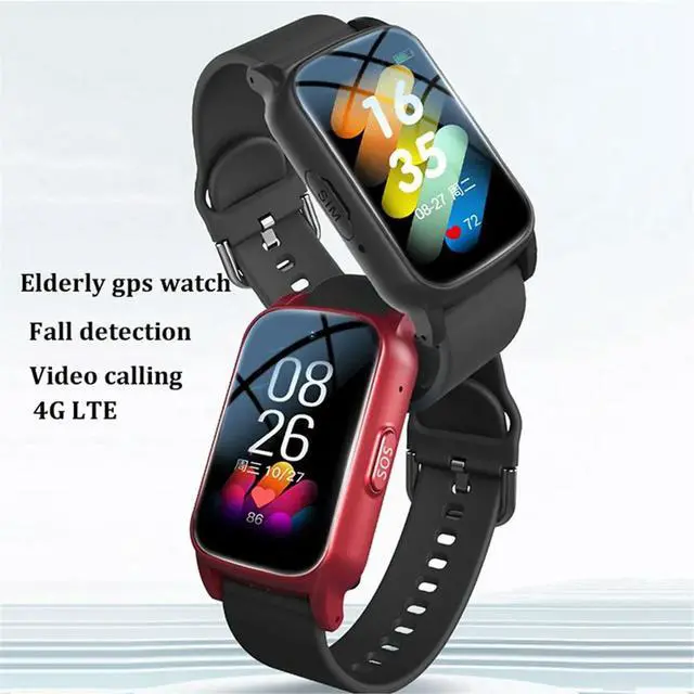 Alt view image 2 of 3 - 4G Elderly Watch with GPS,SOS,Fall Detection Emergency Support,AI Health Monitoring for Elderly Red A