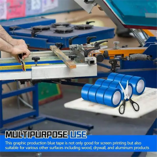 Alt view image 3 of 3 - THANKYOU 12 Rolls Screen Printing Blocking Tape, 2" X 36yds Graphic Production Blue Tape Solvent and Water for Screen Printing