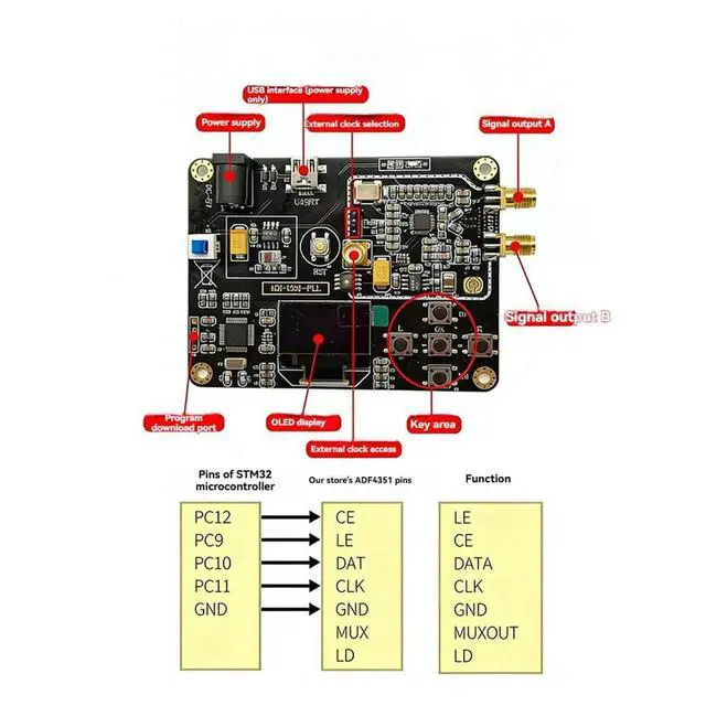 Alt view image 3 of 3 - ADF4351-OLED Wideband Phase-Locked Loop Frequency Synthesizer 35MHz-4.4GHz RF Signal Source SMA Output Module