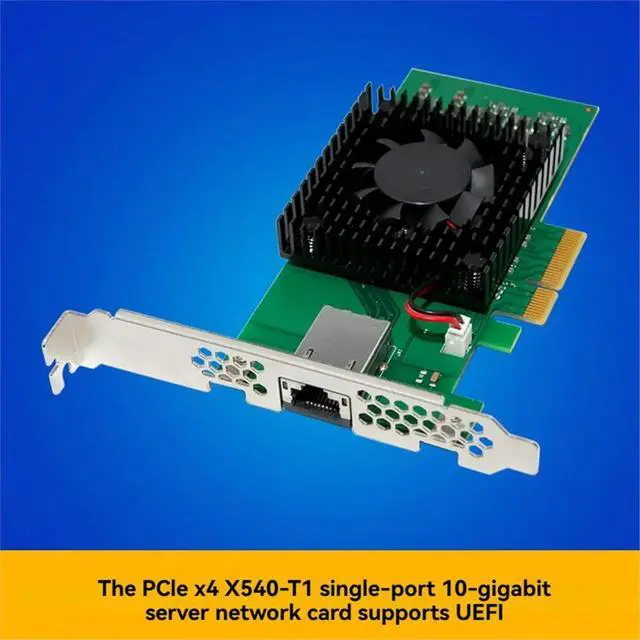 Alt view image 2 of 3 - PCIe X4 X540-T1 10GB Ethernet Server Network Card Single-Port 100/1000/10000Mbps Supports UEFI for Win7/8/10