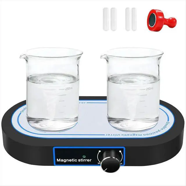 Alt view image 3 of 3 - Dual Position Magnetic Stirrer, 2x500ml Stir Plate,50-1500 RPM ,Synchronous Control Magnet Stirrer for US Plug