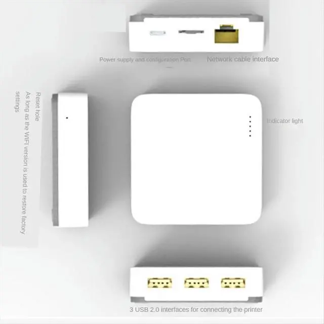 Alt view image 2 of 3 - NP332 3-Port USB Network Print Server Multi-Interface Network Print Server (Network + Bluetooth + Version)