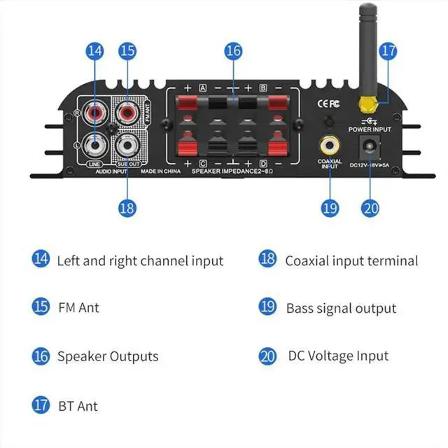 Main image of LP-269 PRO 4.1 Channel Bluetooth Amplifiers for Home Car Theater Coaxial in USB SD FM Function Subwoofer EU Plug